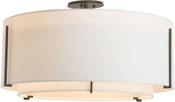 Exos Double Shade Semi-Flush (Large - Dark Smoke & Natural Anna) 