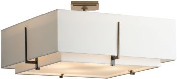 Exos Square Double Shade Semi-Flush (Large - Dark Smoke & Natural Anna) 