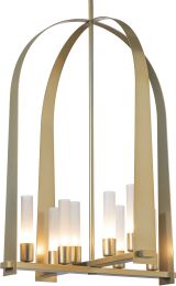 Triomphe 8-Light Pendant (Modern Brass & Frosted Glass) 