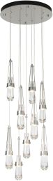 Link 9-Light Clear Glass Pendant (Sterling & Clear Glass) 
