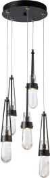 Link 5-Light Blown Glass Pendant (Oil Rubbed Bronze & Clear Glass with White Threading) 