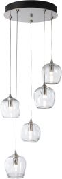 Ume 5-Light Pendant (Sterling & Clear Glass) 