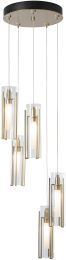 Exos Glass 5-Light Pendant (Modern Brass & Clear Glass) 