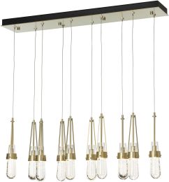 Link 10-Light Blown Glass Pendant (Modern Brass & Clear Glass with White Threading) 