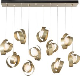 Riza 10-Light Pendant (Modern Brass & Opal Glass) 