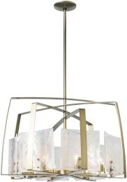 Arc 8-Light Pendant (Modern Brass & White Swirl Glass) 