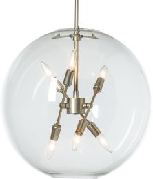 Sfera 6-Light Pendant (Modern Brass & Clear Glass) 