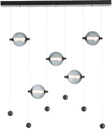 Abacus 5-Light LED Pendant (Black & Cool Grey Glass) 