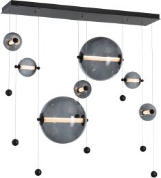 Abacus 7-Light Double Linear LED Pendant (Black & Cool Grey Glass) 
