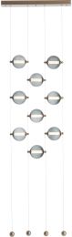 Abacus 9-Light Ceiling-to-Floor LED Pendant (Soft Gold & Cool Grey Glass) 