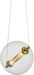 Otto Sphere Low Voltage Mini Pendant (Black with Brass Accents & Clear Glass with Stainless Steel Mesh Tube) 