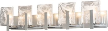 Arc 5-Light Bath Sconce (Sterling & White Swirl Glass) 