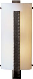 Forged Vertical Bar Sconce (Dark Smoke & White Art Glass) 