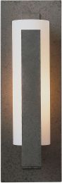Forged Vertical Bar Sconce - Steel Backplate (Natural Iron & Opal Glass) 