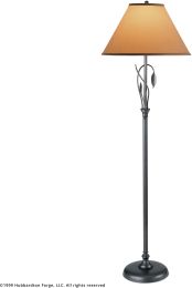 Forged Leaves and Vase Floor Lamp (Natural Iron & Doeskin Suede Shade) 