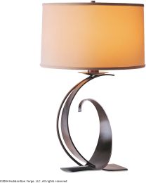 Fullered Impressions Table Lamp (Large - Dark Smoke & Doeskin Suede Shade) 