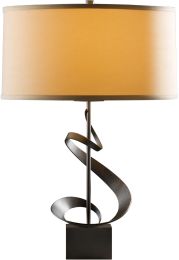 Gallery Spiral Table Lamp (Dark Smoke & Doeskin Suede Shade) 