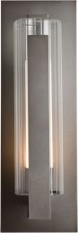 Vertical Bar Fluted Glass Outdoor Sconce (Large - Coastal Dark Smoke & Clear Glass with Opal Diffuser) 