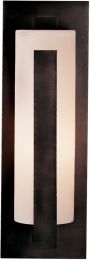 Forged Vertical Bars Outdoor Sconce (Large - Coastal Dark Smoke & Opal Glass) 