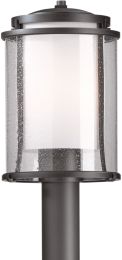 Meridian Outdoor Post Light (Coastal Dark Smoke & Seeded Glass with Opal Diffuser) 