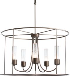 Portico Drum Outdoor Pendant (Coastal Bronze & Seeded Clear Glass) 