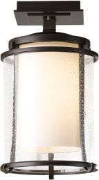 Meridian Outdoor Semi-Flush (Coastal Bronze & Seeded Glass with Opal Diffuser) 