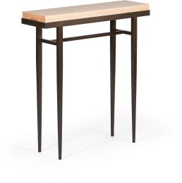 Wick Console Table (Bronze with Natural Wood Top) 