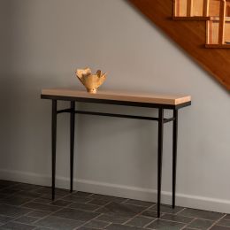 Wick Console Table (Dark Smoke with Natural Wood Top) 