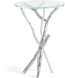 Brindille Accent Table (Sterling & Glass Top) 