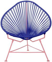 Acapulco Chair (Deep Blue Weave on Coral Frame) 