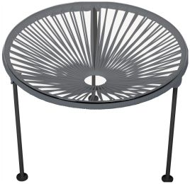 Zicatela Table (Grey Weave on Black Frame) 