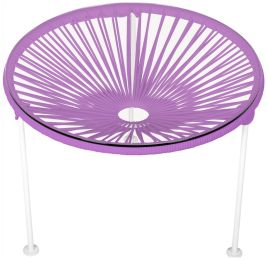 Zicatela Table (Orchid Weave on White Frame) 