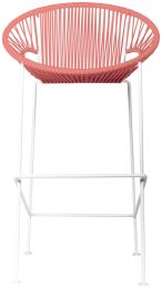 Puerto Bar Stool (Coral Weave on White Frame) 