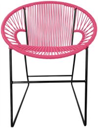 Puerto Dining Chair (Pink Weave on Black Frame) 