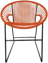 Puerto Dining Chair (Orange Weave on Black Frame) 