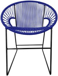 Puerto Dining Chair (Deep Blue Weave on Black Frame) 