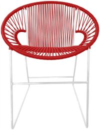 Puerto Dining Chair (Red Weave on White Frame) 