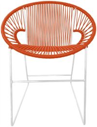 Puerto Dining Chair (Orange Weave on White Frame) 