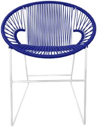 Puerto Dining Chair (Deep Blue Weave on White Frame) 