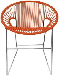 Puerto Dining Chair (Orange Weave on Chrome Frame) 