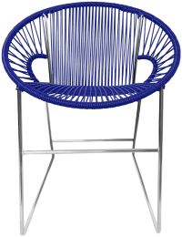 Puerto Dining Chair (Deep Blue Weave on Chrome Frame) 