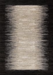 Aurora Distressed Sound Wave Border Rug (Black - 7'10x 10'10) 