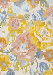 Belle  Floral Rug (8 x 11 - Blue Cream Green Pink Yellow) 