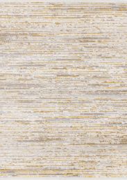 Calabar Distressed Carved Pile Striped Rug (8 x 10 - Beige Cream Grey Yellow) 