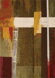 Cathedral Earth Toned Patchwork  Rug (6 x 8 - Cream Green Grey Red Yellow) 