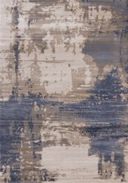 Chorus Abstract Earth Tone Plush Rug (8 x 11 - Beige Blue) 