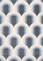 Ella Ombre Geometric Plush Rug (6 x 8 - Blue Cream Grey White) 