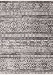 Evora Banded Patterns  Rug (3 x 5 - Cream Grey) 
