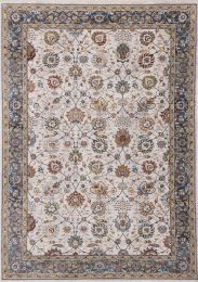 Marisa Traditional Border Floral Rug (8 x 10 - Beige Blue Cream Green Grey Red Yellow) 