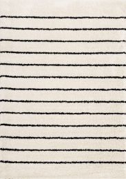 Maroq Straight Lines Shag Rug (8 x 11 - Black Cream) 